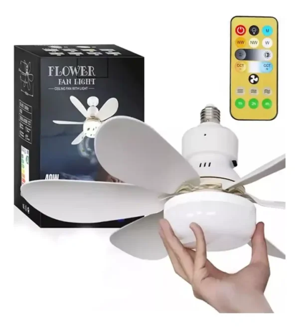 Ventilador De Techo y Lámpara con Luz Led Con Control Remoto