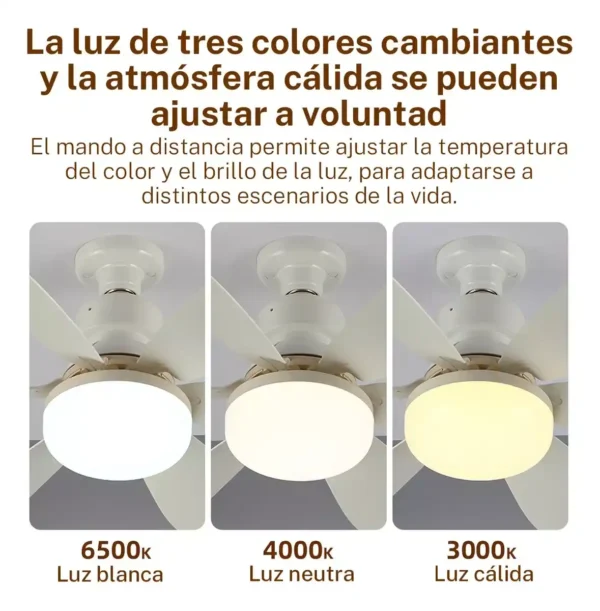 Ventilador De Techo y Lámpara con Luz Led Con Control Remoto - Image 3