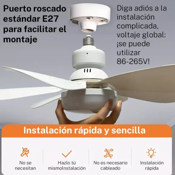 Ventilador De Techo y Lámpara con Luz Led Con Control Remoto - Image 4