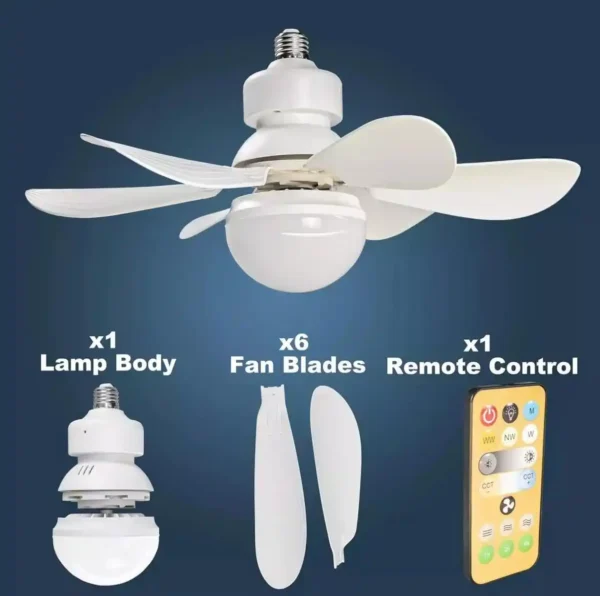 Ventilador De Techo y Lámpara con Luz Led Con Control Remoto - Image 2