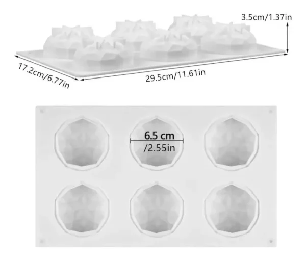 Molde Silicon forma Diamante 6 cavidades - Image 4