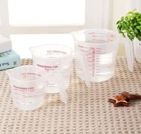 Set de 3 Jarras Medidoras de Plástico 1000ml, 500ml, 250ml.