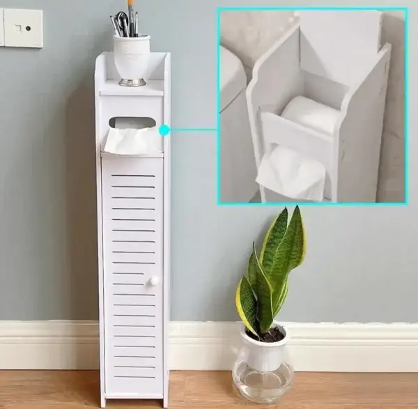 Estante organizador de baño con soporte para papel higiénico - Image 2
