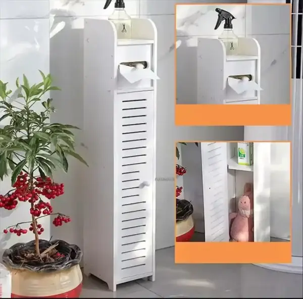 Estante organizador de baño con soporte para papel higiénico - Image 3